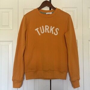 Women’s OKAICOS Orange Turks Embroidered Crewneck Pullover Size XS